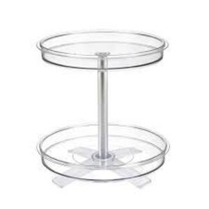 DESCRIPTION: (3) MULTI-FUNCTION ROTATING RACK INFORMATION: TRANSPARENT SIZE: 2 TIER RETAIL$: $25.17 EA QTY: 3