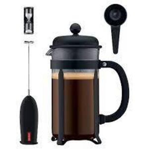 DESCRIPTION: (1) FRENCH PRESS COFFEE MAKER BRAND/MODEL: BODUM JAVA 4 PC SET INFORMATION: BLACK SIZE: 8 CUP RETAIL$: $24.99 EA QTY: 1