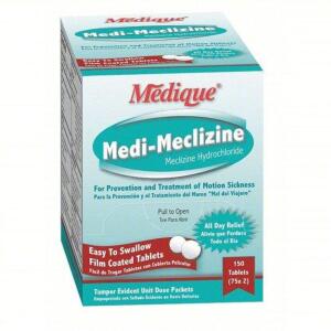 DESCRIPTION: (4) NAUSEA MOTION SICKNESS TABLET BRAND/MODEL: MEDIQUE #3WHL5 SIZE: 50X2 RETAIL$: $19.11 EA QTY: 4