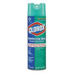 DESCRIPTION: (3) DISINFECTING SPRAY BRAND/MODEL: CLOROX SIZE: 1.18 LB RETAIL$: $10.00 EA QTY: 3