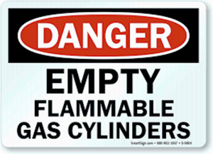 DESCRIPTION: (2) EMPTY FLAMMABLE GAS CYLINDER BRAND/MODEL: BRADY #34MT80 RETAIL$: $9.30 EA QTY: 2