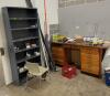 DESK / SHELVING UNIT AND CONTENTS