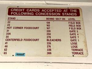 CREDIT CARDS ACCEPTED METAL SIGN FROM BUSCH STADIUM 2.