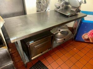 72" X 30" STAINLESS TABLE W/ GALV UNDER SHELF.