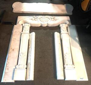 MARBLE FIRE PLACE SURROUND AND MANTLE ( BONE WHITE )