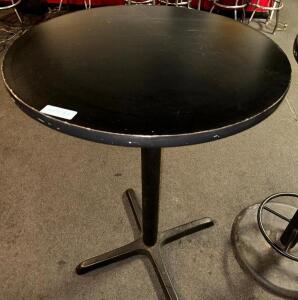 30" ROUND BLACK TABLE TOP W/ PUB BASE.