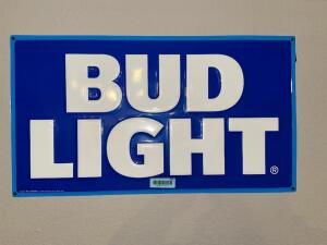 "BUD LIGHT" METAL BAR SIGN.