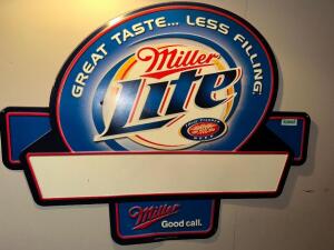 "MILLER LITE" METAL BAR SIGN.