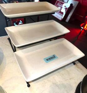 THREE TIER SERVER STAND W/ PLATTERS.