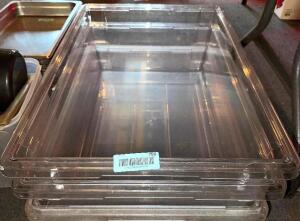 (3) 8 GALLON PLASTIC SALAD CONTAINERS.