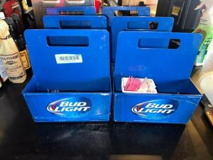 (6) BUD LIGHT PLASTIC TABLE CADDYS.