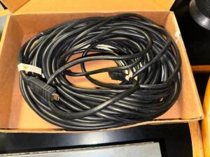 (1) LONG HEAVY DUTY HDMI CABLE AND (1) METAL CASH BOX.