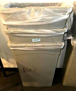 (3) 20 GALLON BAR SIDE TRASH CAN - GREY