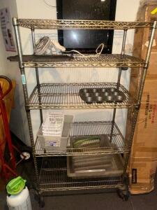 36" X 24" FIVE TIER WIRE SHELF W/ CASTERS