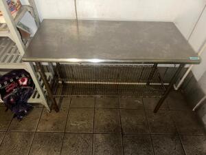 48" X 24" STAINLESS TABLE W/ WIRE UNDER SHELF