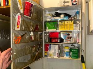 WALL MOUNTED FIRST AID KIT AND CONTENTS