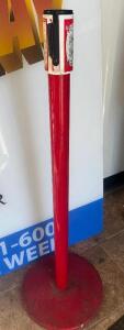 (3) HEAVY DUTY METAL STANCHION POSTS W/ BUDWEISER CAN TOPS