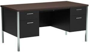 DESCRIPTION: (1) DOUBLE PEDESTAL DESK BRAND/MODEL: OFFICE DIMENSIONS #20446 INFORMATION: MAHOGANY SIZE: 30 X 60 RETAIL$: $1163.00 EA QTY: 1