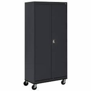 DESCRIPTION: (1) STORAGE CABINET BRAND/MODEL: SANDUSKY #5DCV9 INFORMATION: BLACK SIZE: DENT IN THE TOP DOOR. 48" W X 24" D X 72" H RETAIL$: $741.92 EA