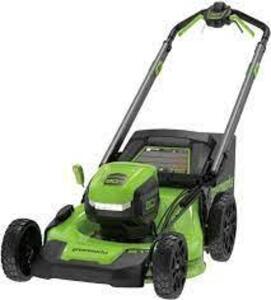 DESCRIPTION: (1) CORDLESS SELF PROPELLED LAWN MOWERBRAND/MODEL: GREENWORKSINFORMATION: GREEN, NO BATTERY OR CHARGER INCLUDEDSIZE: 21"RETAIL$: $599.99QTY: 1