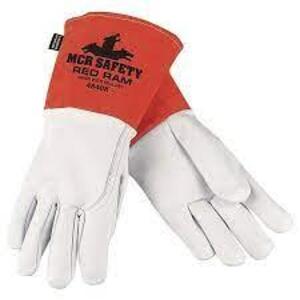 DESCRIPTION: (6) PAIRS OF CUT PRO WORK GLOVES BRAND/MODEL: MCR SAFETY #4840KL INFORMATION: WHITE AND ORANGE SIZE: A5, LARGE RETAIL$: $19.00 PER PAIR Q