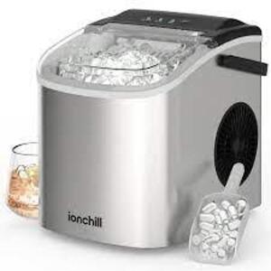 DESCRIPTION: (1) QUICK CUBE AUTOMATIC ICE MAKER BRAND/MODEL: IONCHILL INFORMATION: STAINLESS STEEL RETAIL$: $126.86 EA QTY: 1