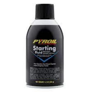 DESCRIPTION: (6) STARTING FLUID BRAND/MODEL: PYROIL SIZE: 7.2 OZ RETAIL$: $5.58 EA QTY: 6