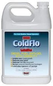 DESCRIPTION: (1) DIESEL FUEL ANTI-GEL WITH LUBRICITY BRAND/MODEL: BIOBOR COLDFLO WITH LUBRIBOR SIZE: 2 GALLON RETAIL$: $72.50 EA QTY: 1