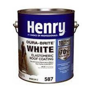 DESCRIPTION: (2) ELASTOMERIC ROOF COATING BRAND/MODEL: HENRY DURA-BRITE INFORMATION: WHITE SIZE: 1 GALLON RETAIL$: $29.98 EA QTY: 2