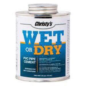 DESCRIPTION: (2) PVC PIPE CEMENT BRAND/MODEL: CRHISTY'S WET OR DRY SIZE: 1 PT RETAIL$: $17.20 EA QTY: 2