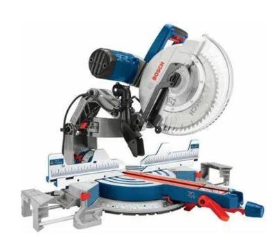 DESCRIPTION: (1) DUAL BEVEL GLIDE MITRE SAW BRAND/MODEL: BOSCH/GCM12SD INFORMATION: 15A, 3800 RPM, MITRES 60 DEGREES RIGHT, 52 DEGREES LEFT RETAIL$: $