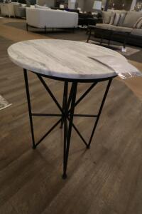 ROUND MARBLE TOP END TABLE (NIB)