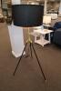 BLACK TRIPOD FLOOR LAMP GOLD TRIM