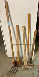 (5)- ASSORTED LONG HANDLE TOOLS