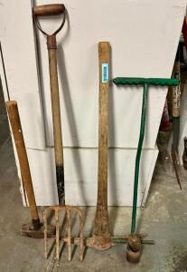 (4)- ASSORTED LONG HANDLE TOOLS