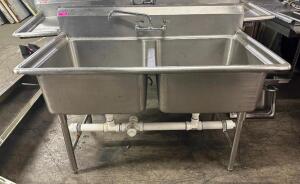 54" TWO WELL STAINLESS SINK WITH FAUCET