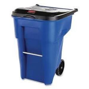 DESCRIPTION: (1) TRASH CAN ON WHEELS BRAND/MODEL: RUBBERMAID INFORMATION: BLUE SIZE: 50 GALLON RETAIL$: $234.68 EA QTY: 1