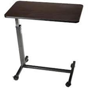 DESCRIPTION: (2) OVERBED TABLE BRAND/MODEL: DYNAREX #10450 INFORMATION: SILVER AND WALNUT RETAIL$: $119.99 EA QTY: 2