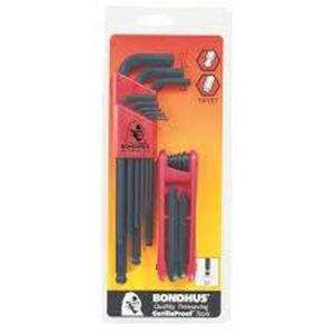 DESCRIPTION: (2) SETS OF BALL END HEX ALLEN WRENCHES BRAND/MODEL: BONDHUS #BLF16M INFORMATION: 9 PIECE METRIC SIZE: 7 PC METRIC RETAIL$: $22.49 EA QTY