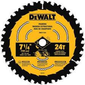 DESCRIPTION: (10) CIRCULAR SAW BLADEBRAND/MODEL: DEWALT #DWA171424DSIZE: 7-1/4", 24 TEETHRETAIL$: $12.97 EAQTY: 10