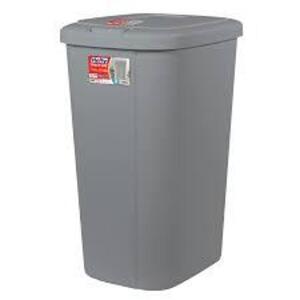 DESCRIPTION: (1) TOUCH LID WASTE BASKET BRAND/MODEL: HEFTY INFORMATION: GREY SIZE: 13.3 GAL RETAIL$: $20.00 EA QTY: 1