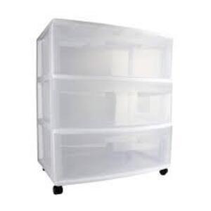 DESCRIPTION: (1) 3 DRAWER CART BRAND/MODEL: STERILITE INFORMATION: CLEAR AND WHITE SIZE: 15X21X25 RETAIL$: $50.00 EA QTY: 1