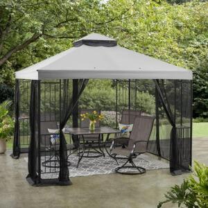 DESCRIPTION: (1) PATIO GAZEBO BRAND/MODEL: MAINSTAYS INFORMATION: SEE INSPECTION TO CONFIRM CONTENTS & CONDITION RETAIL$: $247 SIZE: 10' X 10' QTY: 1