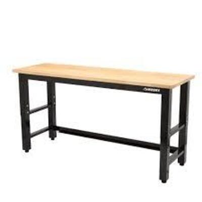 DESCRIPTION: (1) SOLID WOOD TOP WORKBENCH, HEAVY DUTYBRAND/MODEL: HUSKY #1001488135SIZE: 72" X 29" X 24"RETAIL$: $299.99 EAQTY: 1