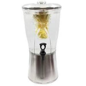 DESCRIPTION: (1) COLD BEVERAGE DISPENSER WITH INFUSER BRAND/MODEL: TABLECRAFT INFORMATION: CLEAR WITH STAINLESS STEEL SIZE: 3.5 GALLON RETAIL$: $196.0