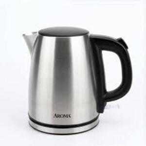 DESCRIPTION: (1) ELECTRIC KETTLE BRAND/MODEL: AROMA INFORMATION: STAINLESS SIZE: 4 CUPS RETAIL$: $24.02 EA QTY: 1