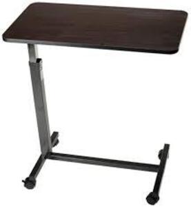 DESCRIPTION: (1) OVERBED TABLE BRAND/MODEL: DYNAREX #10450 INFORMATION: SILVER AND WALNUT RETAIL$: $119.99 EA QTY: 1