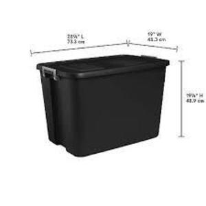 DESCRIPTION: (4) STORAGE TOTE BRAND/MODEL: STERILITE #1744LAB90F INFORMATION: BLACK SIZE: 28X19X19 RETAIL$: $26.98 EA QTY: 4