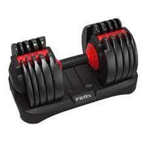 DESCRIPTION: (1) SMARTBELL, QUICK SELECT ADJUSTABLE DUMBBELL BRAND/MODEL: FITRX INFORMATION: BLACK WITH RED SIZE: 5-52.5 LBS RETAIL$: $99.00 EA QTY: 1