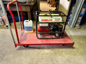 48" INDUSTRIAL WAREHOUSE CART W/ HAND RAIL. ( RED )